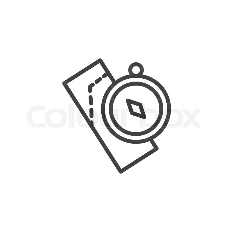 800x800 Compass And Map Outline Icon Linear Stock Vector Colourbox