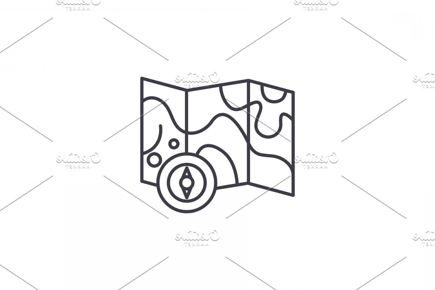 1440x960 Map And Compass Line Icon Concept Hoodamathrun