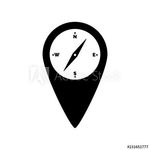 500x500 Map Pin Compass Icon, Logo On White Background