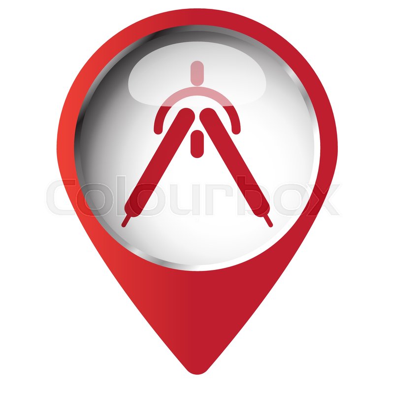 800x800 Map Pin Symbol With Drafting Compass Stock Vector Colourbox