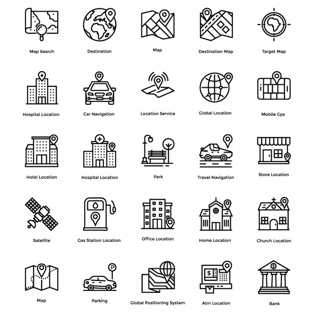626x626 Navigation, Map And Direction Line Icons Set Vector Premium Download