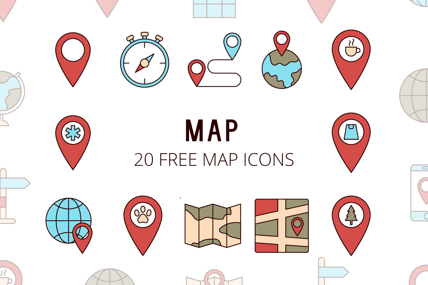 1440x960 Map Vector Free Icon Set