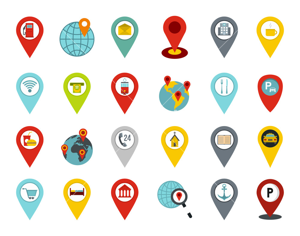1000x786 Pin Map Icon Set Flat Set Of Pin Map Vector Icons For Web Design