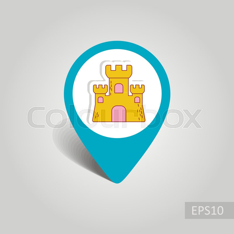 800x800 Sand Castle Vector Pin Map Icon Beach Stock Vector Colourbox