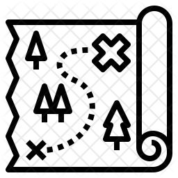256x256 Treasure Map Icon Of Line Style