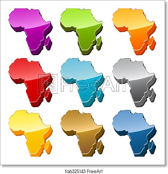 561x581 Free Art Print Of Africa Map Icon Set Africa Continent Map Icon