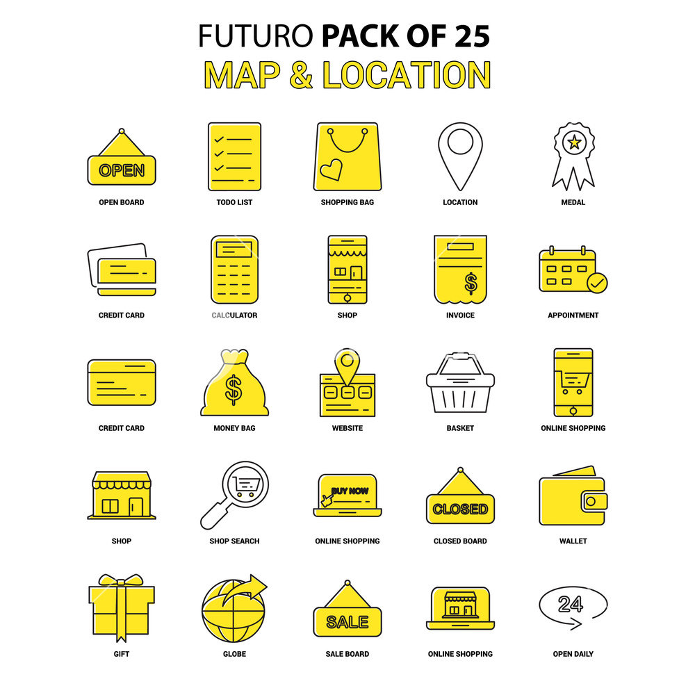 1000x1000 Map And Location Icon Set Yellow Futuro Latest Design Icon Pack