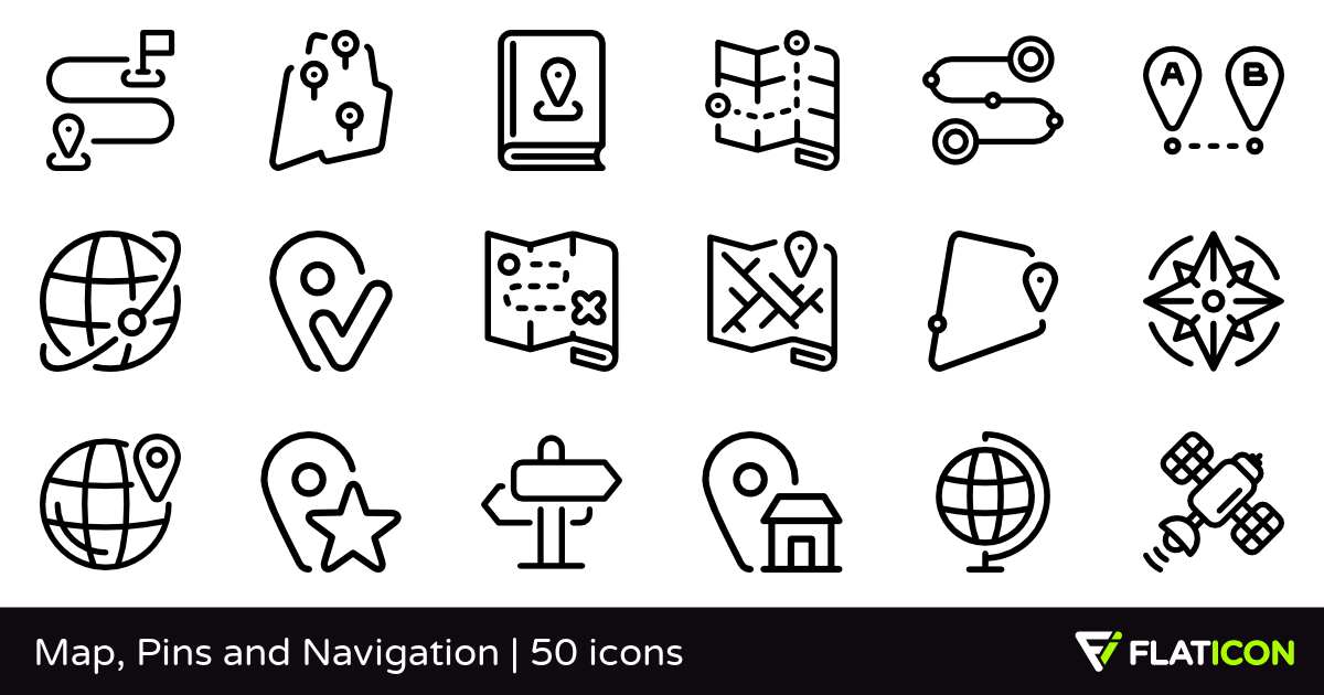 1200x630 Map, Pins And Navigation Free Icons