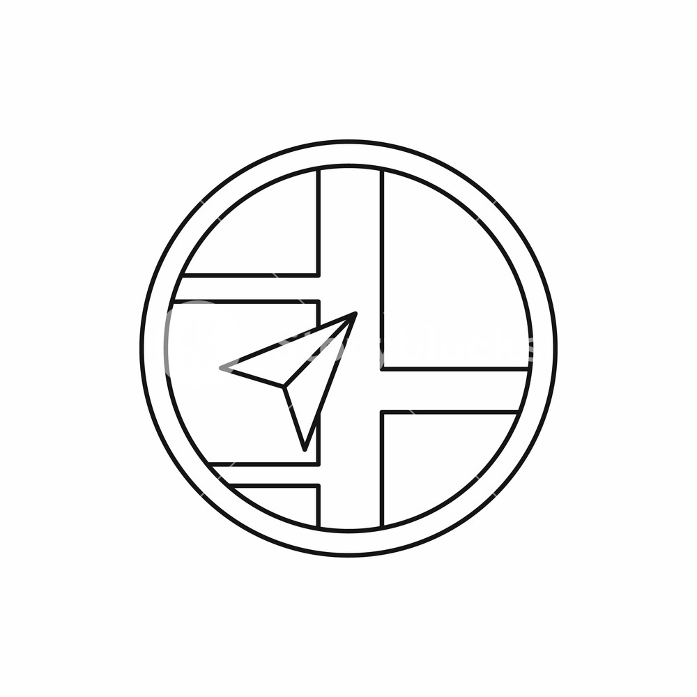 1000x1000 Map Navigation Icon In Outline Style Isolated Illustration Royalty