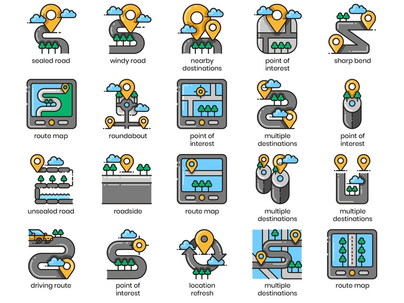800x600 Map, Navigation And Route Icons