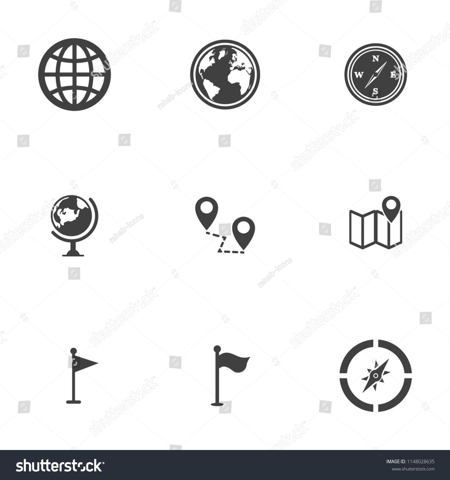 1500x1600 Vector Map, Location, Pin, Travel Navigation Icons