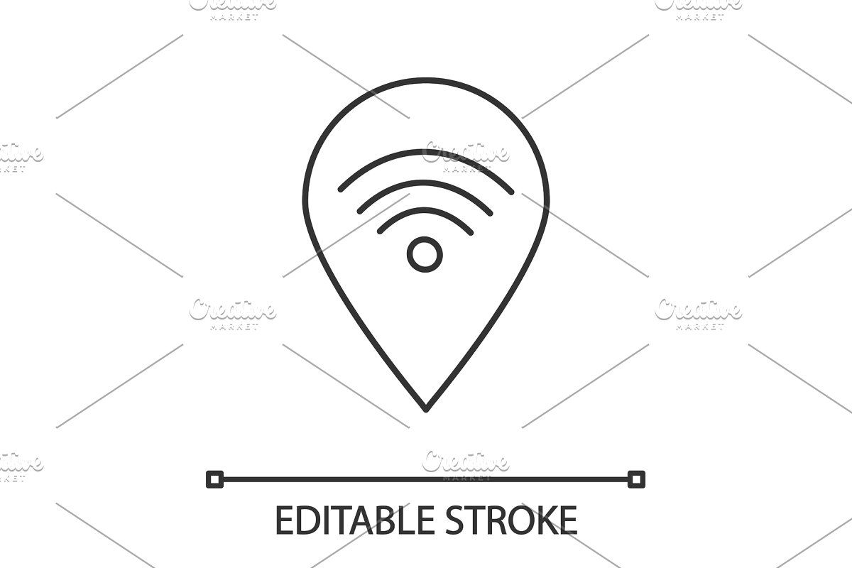 1200x800 Map Pinpoint With Wifi Linear Icon Icons Icon