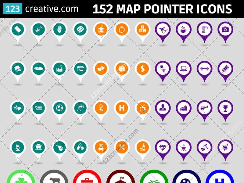 800x600 Map Pointer Icons In Formats And Color Versions