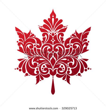 450x470 Ornate Red Maple Leaf Isolated On White Background Vector