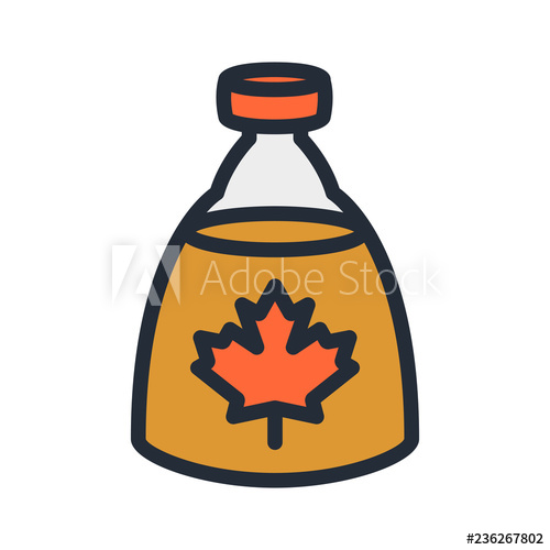 500x500 Maple Syrup Bottle Flat Color Line Stroke Icon Pictogram