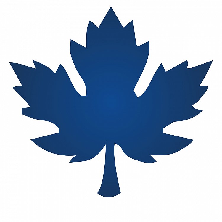 750x750 Icon Showing Maple Leaf In The Color Blue