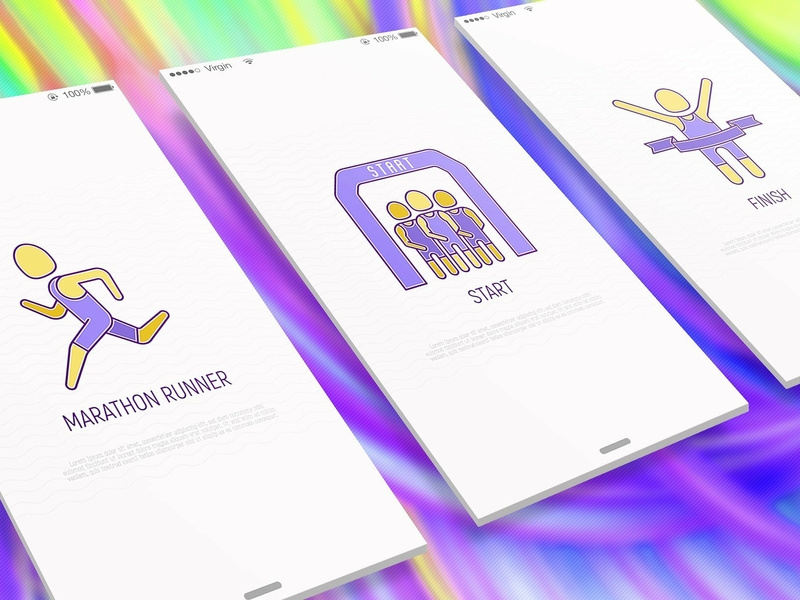 800x600 Marathon Thin Line Icons Set