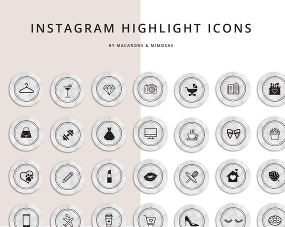 570x454 Instagram Story Highlight Icons Set, Black Marble Instagram