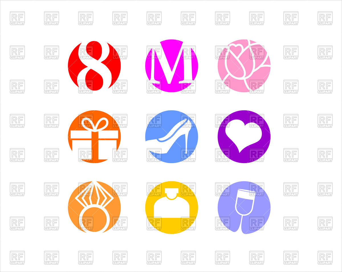 1200x954 March, Icon Set, International Women's Day Vector Image Of Icons