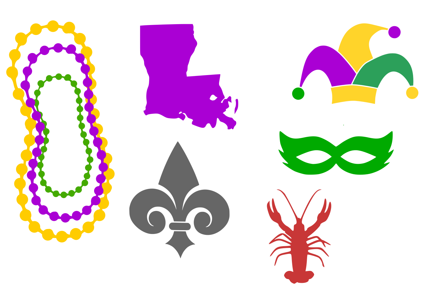1500x1000 Mardi Gras Icons Digital Graphic