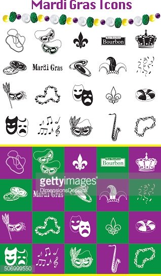 318x543 Mardi Gras Icons Premium Clipart