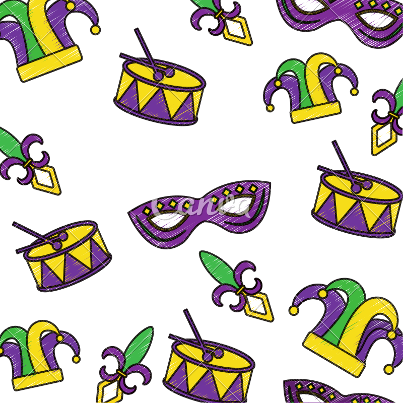 800x800 Drum Mask Hat Fleur De Lis Mardi Gras Carnival Icon Image