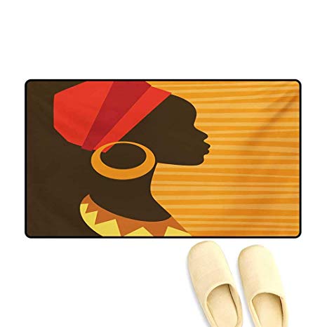 466x466 Bath Mat,girl Profile Silhouette With Earrings