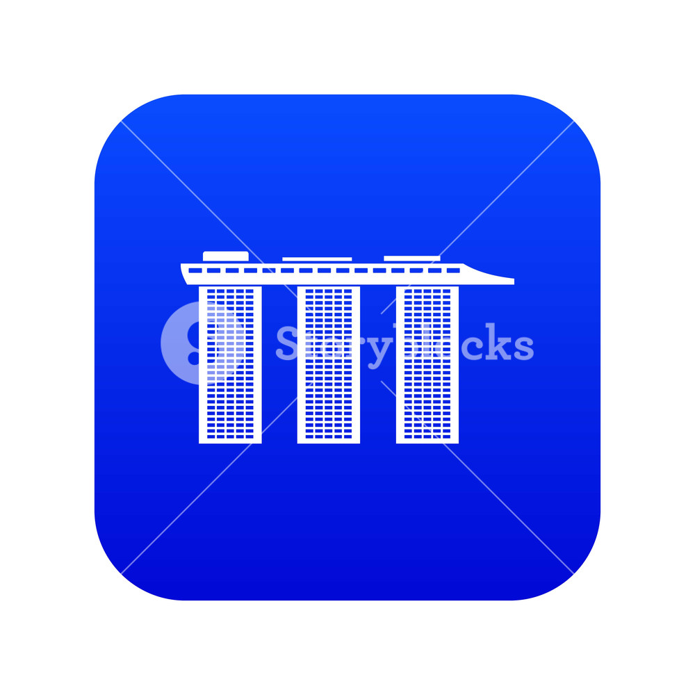 1000x1000 Marina Bay Sands Hotel, Singapore Icon Digital Blue For Any Design