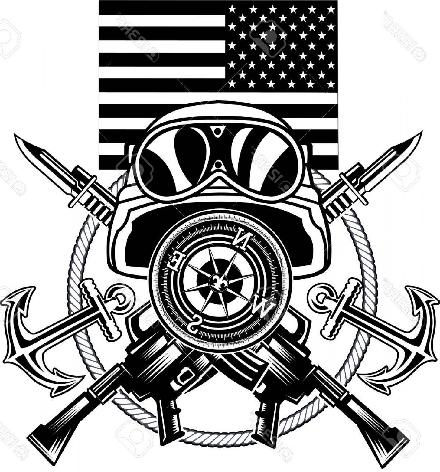 1455x1560 Photostock Vector Marine Corps Anchor And Usa Flag Geekchicpro