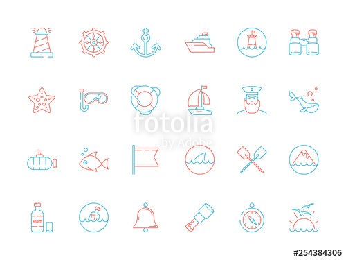 Marine Icon Collection Nautical Sea Or Ocean Symbols Fish Boat 500x375 Marine Icon Collection Nautical Sea Or Ocean Symbols Fish Boat