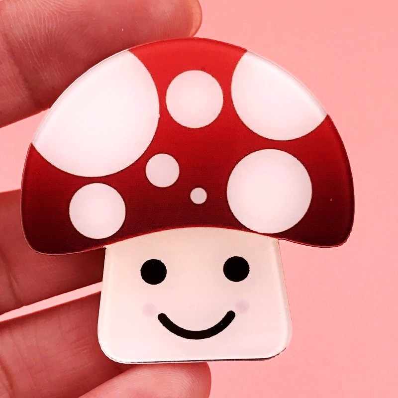 800x800 Mushroom Icon Pins Kawaii Super Mario Bros Acrylic Brooch