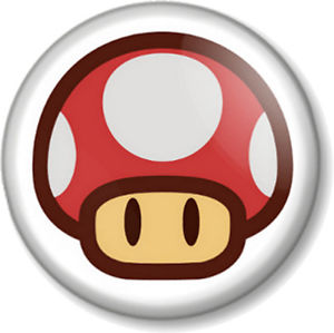 300x299 Super Mario Red Mushroom Pin Button Badge Brothers Bros Hit