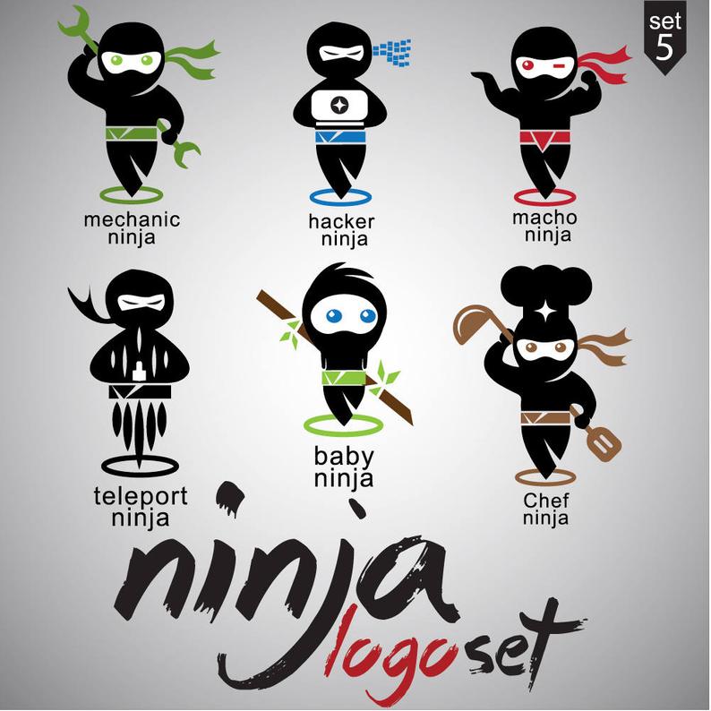 794x794 Ninja Logo Set Etsy