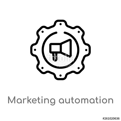 500x500 Outline Marketing Automation Vector Icon Isolated Black Simple