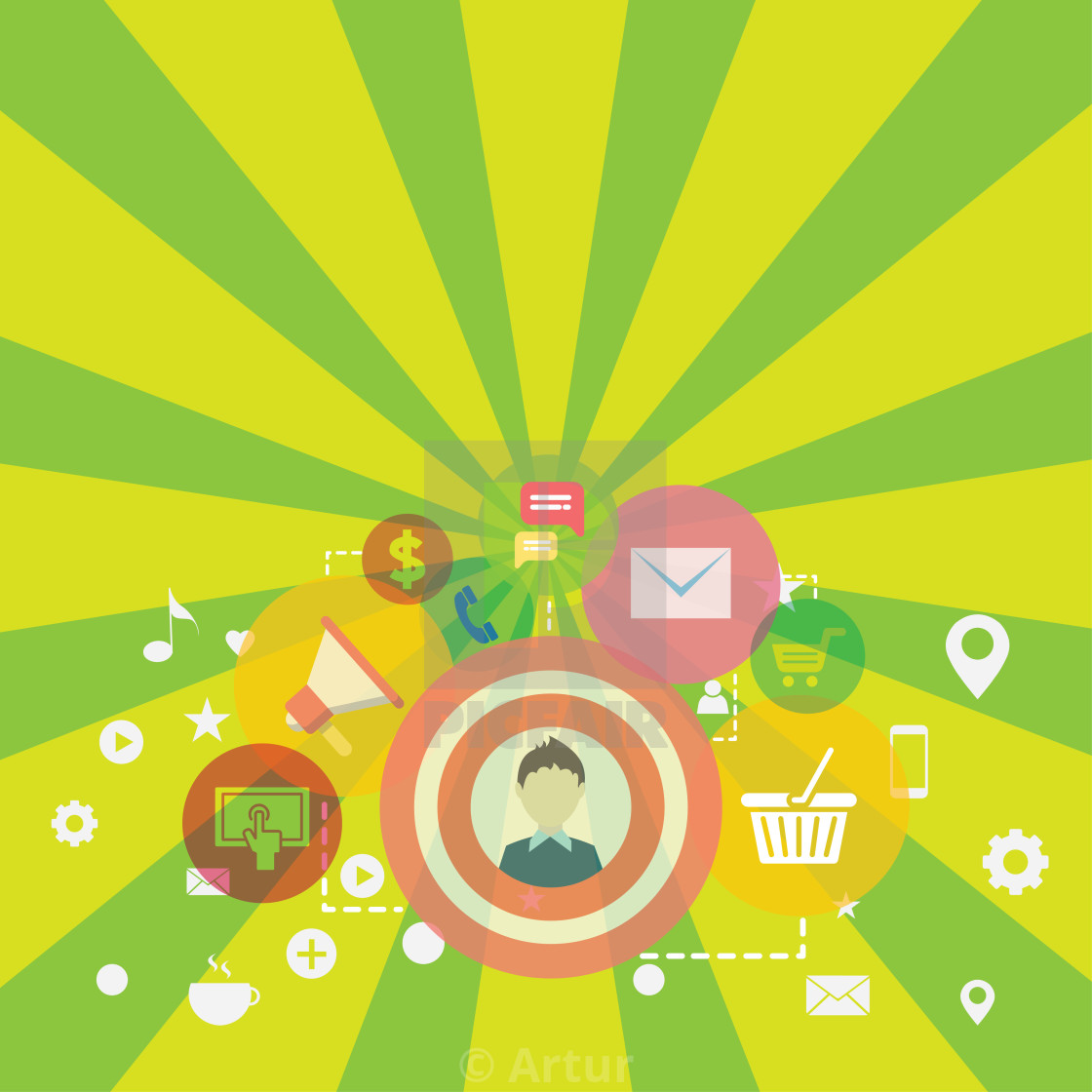 1120x1120 Illustration Of Business Digital Marketing Campaign Flat Icon