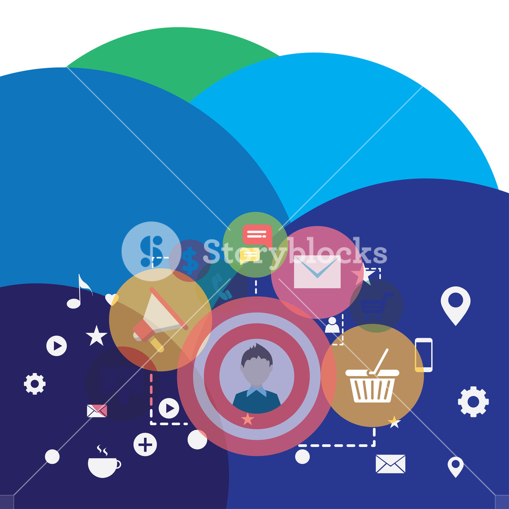 1000x1000 Illustration Of Digital Marketing Campaign Icons And Elements