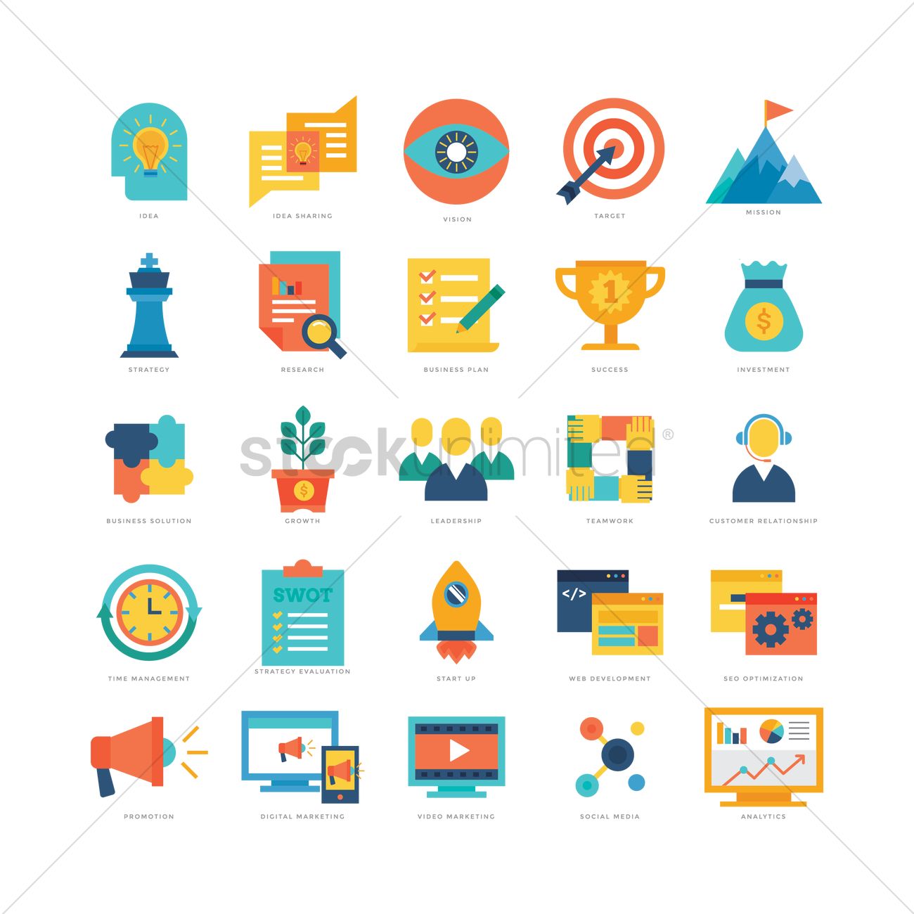 Business Strategy Icons Vector Image 1300x1300 Business Strategy Icons Vector Image