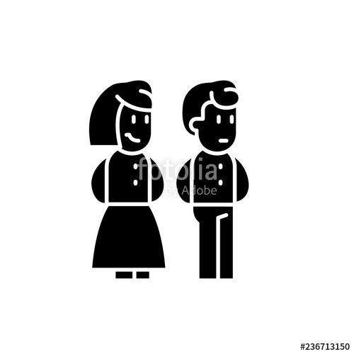 500x500 Married Couple Black Icon, Concept Vector Sign On Isolated