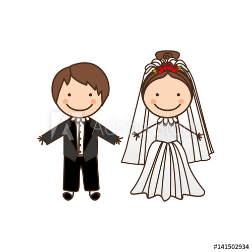 500x500 Happy Couple Married Icon, Vector Illustration Design