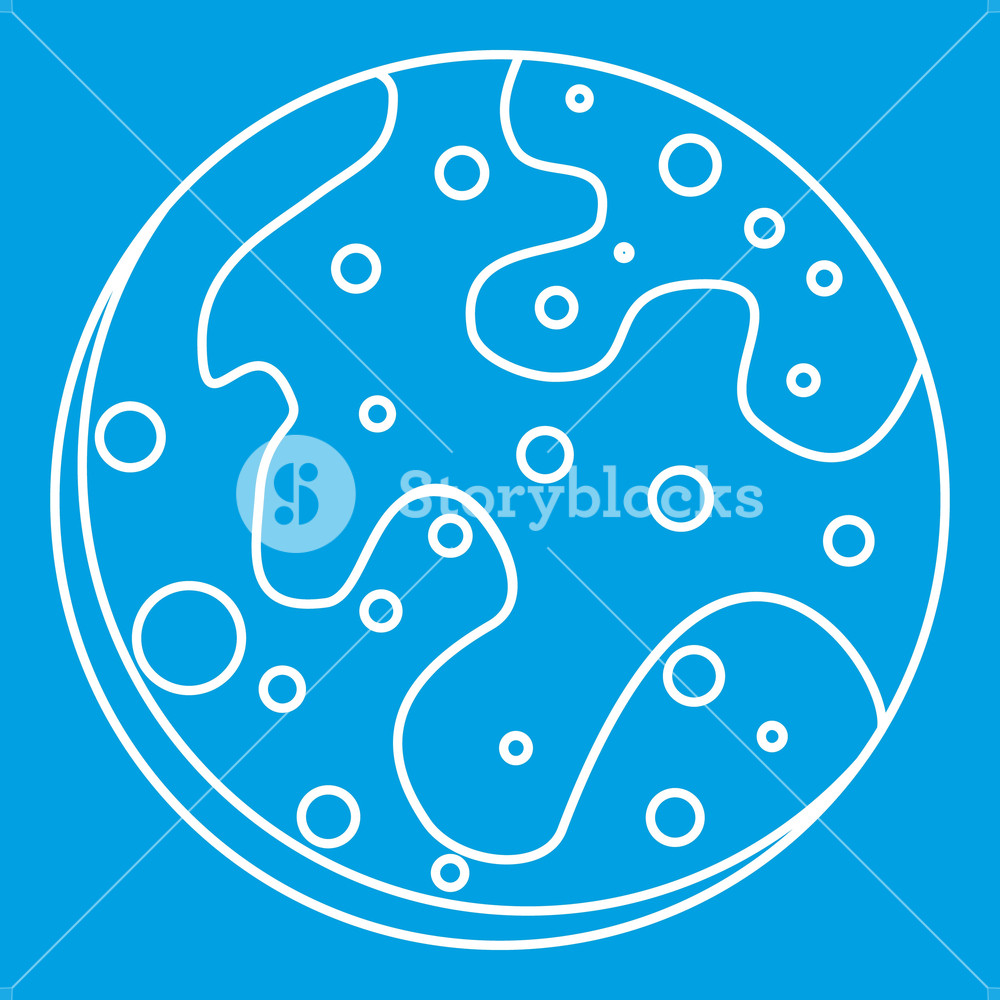 1000x1000 Mars Icon Blue Outline Style Isolated Vector Illustration Thin