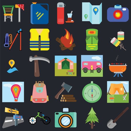 450x450 Set Of Icons Such As Shovel, Spruce, Camera, Bicycle, Panels