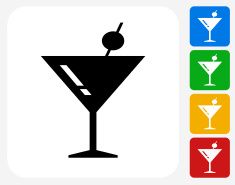 235x185 Martini Glass Icon Flat Graphic Design Vector Art Illustration