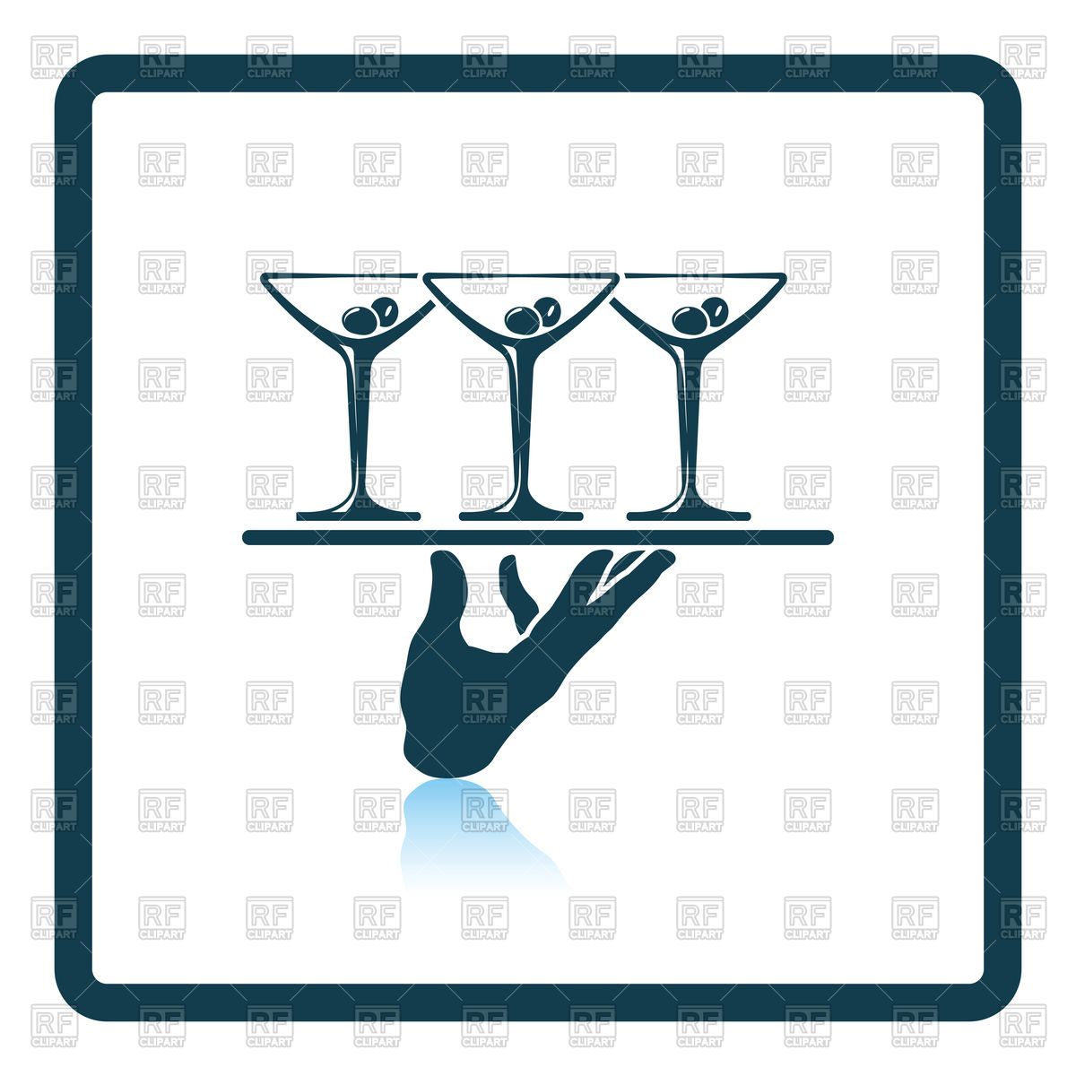 1200x1200 Waiter Hand Holding Tray With Martini Glasses Icon Vector Image