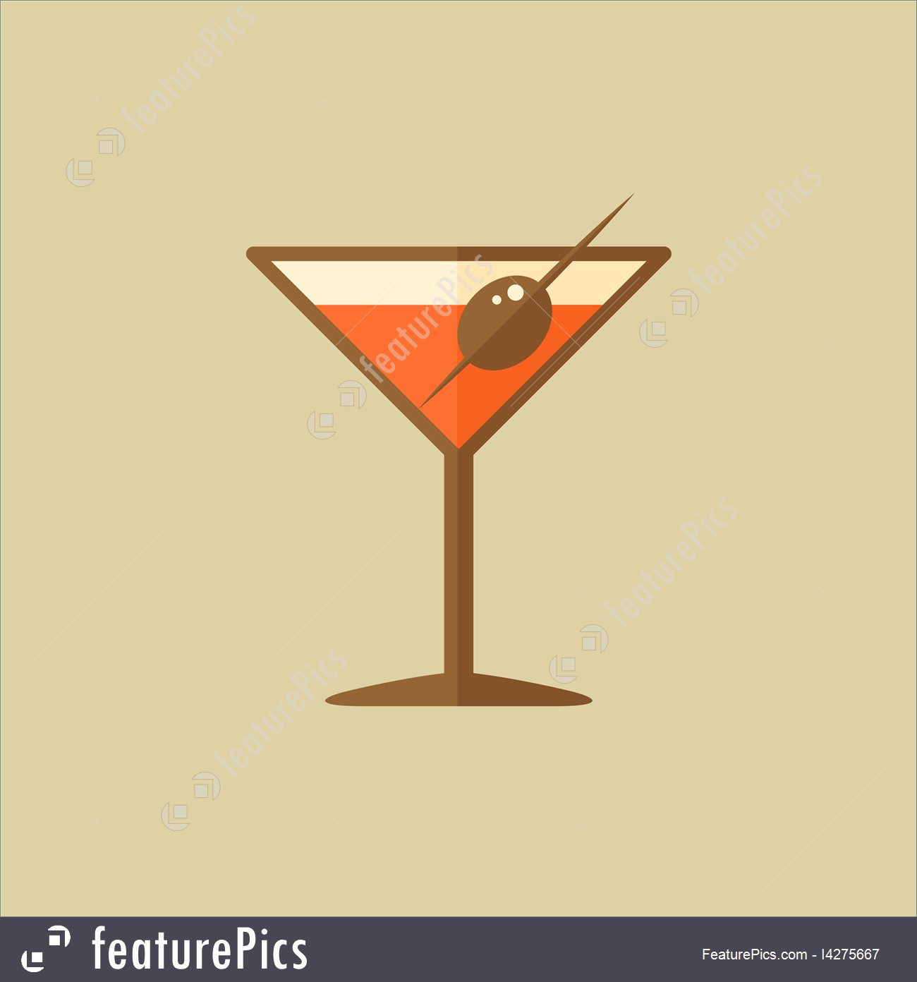 Illustration Of Martini Food Flat Icon 1300x1392 Illustration Of Martini Food Flat Icon