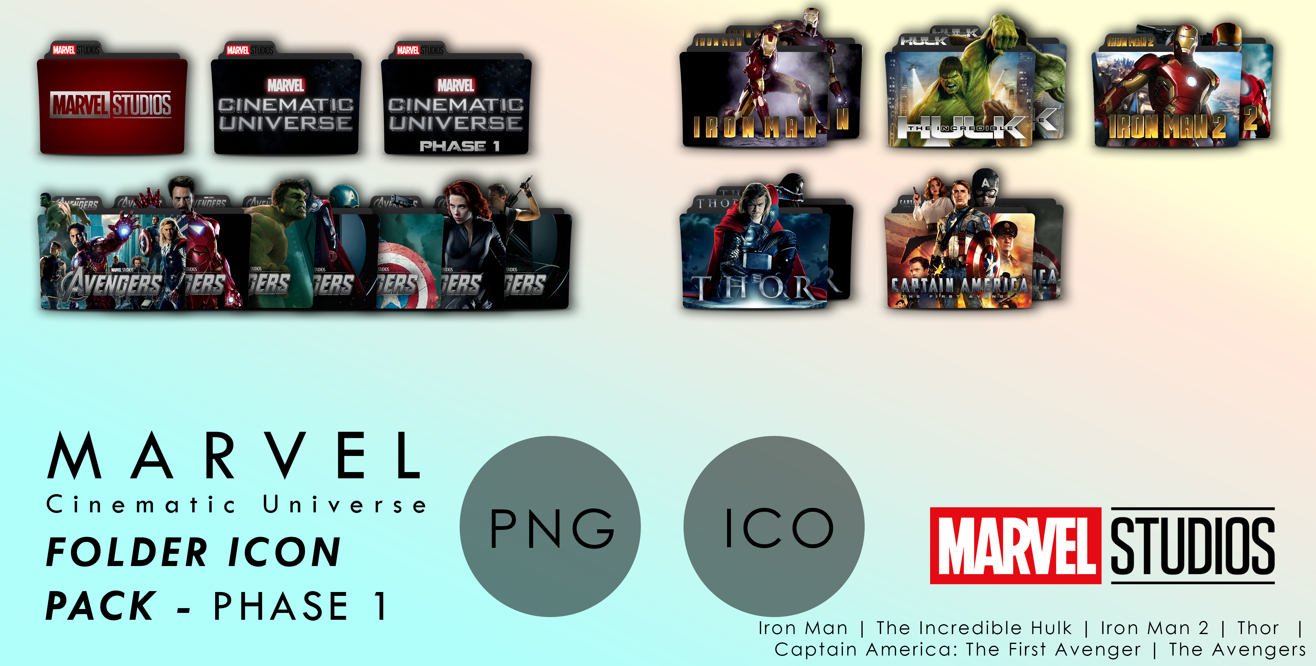 4409x2232 Marvel Cinematic Universe Folder Icons