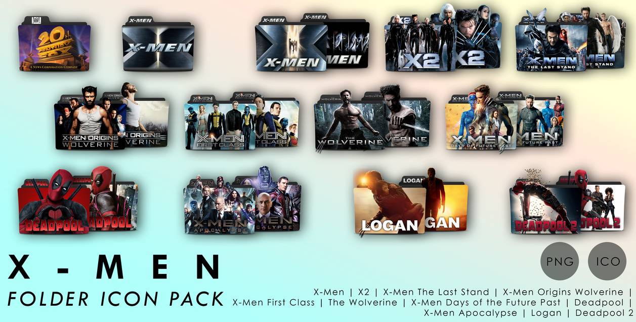 1257x636 Marvel X Men Films Folder Icon Pack