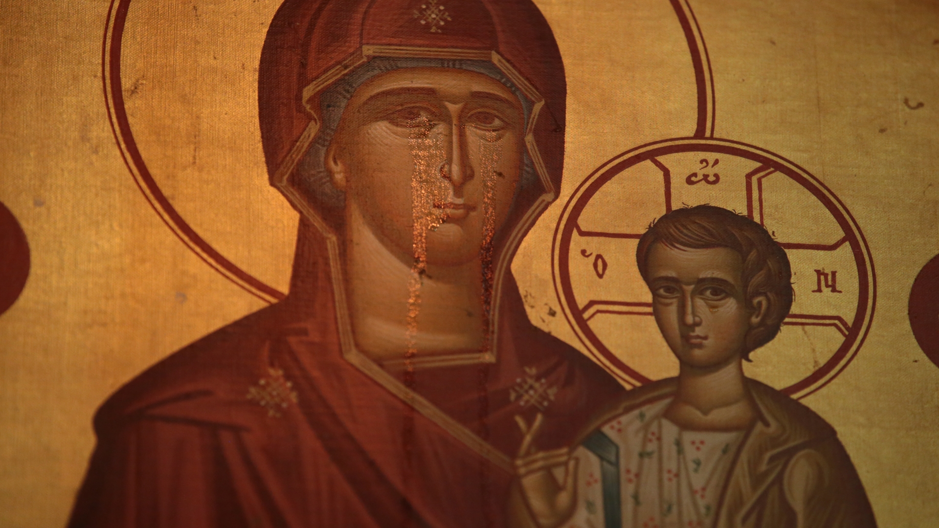 1920x1080 Faithful See Miracle In Weeping Icon Of Mary With Child Jesus