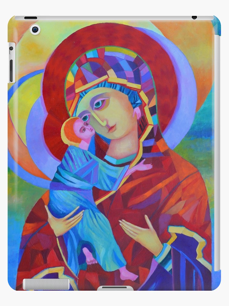 750x1000 Virgin Mary With Child Jesus Icon, Madonna And Child Ipad Case