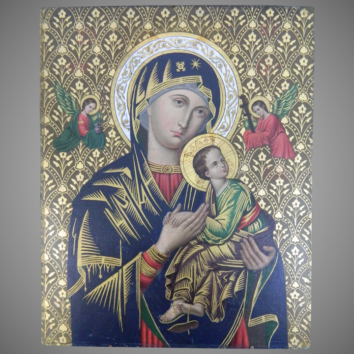 720x720 Antique Virgin Mary And Baby Jesus Icon Painting On Copper Plaque