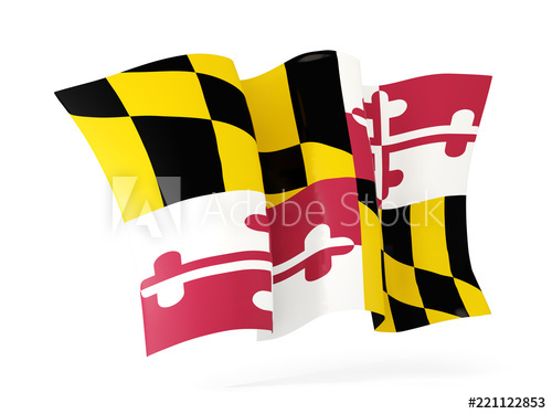 500x375 Maryland State Flag Waving Icon Close Up United States Local